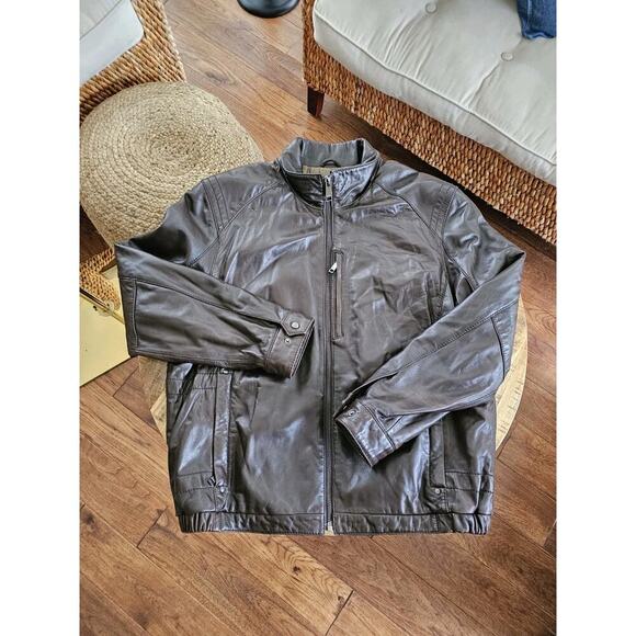 Andrew Marc Other - Marc New York Andrew Marc Leather Jacket Mens XL Brown Motorcycle Style Full Zip